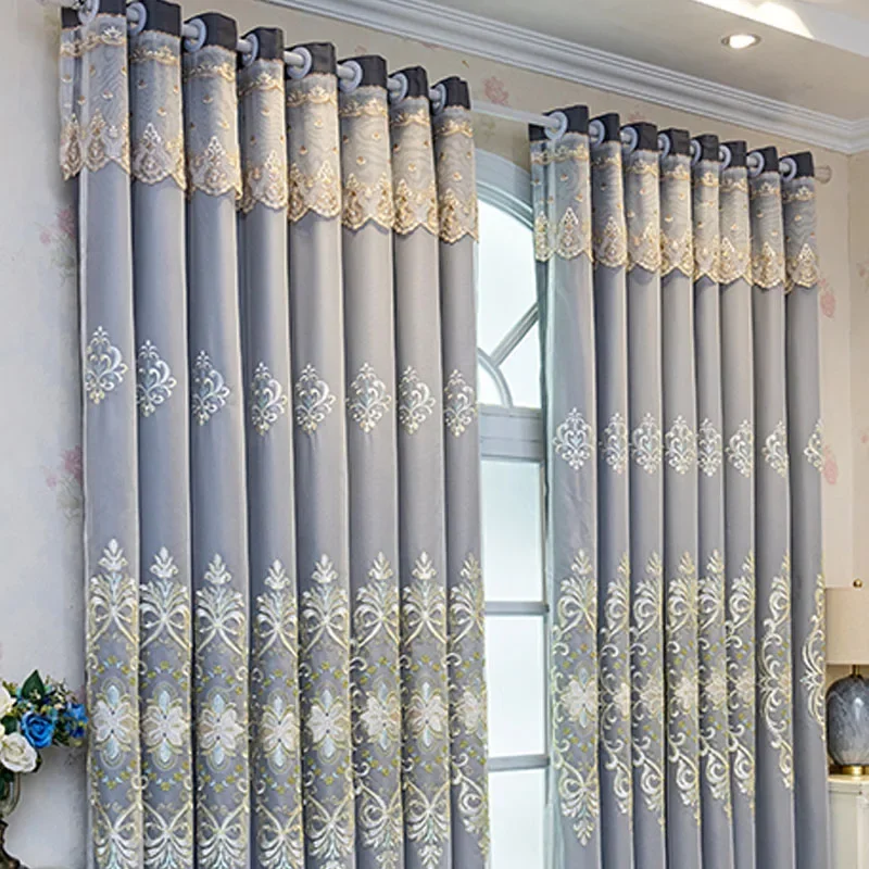 French Romantic Curtains for Living Room Double Layer Curtains Blue Embroidery High-Precision Curtains Dining Room New 2023