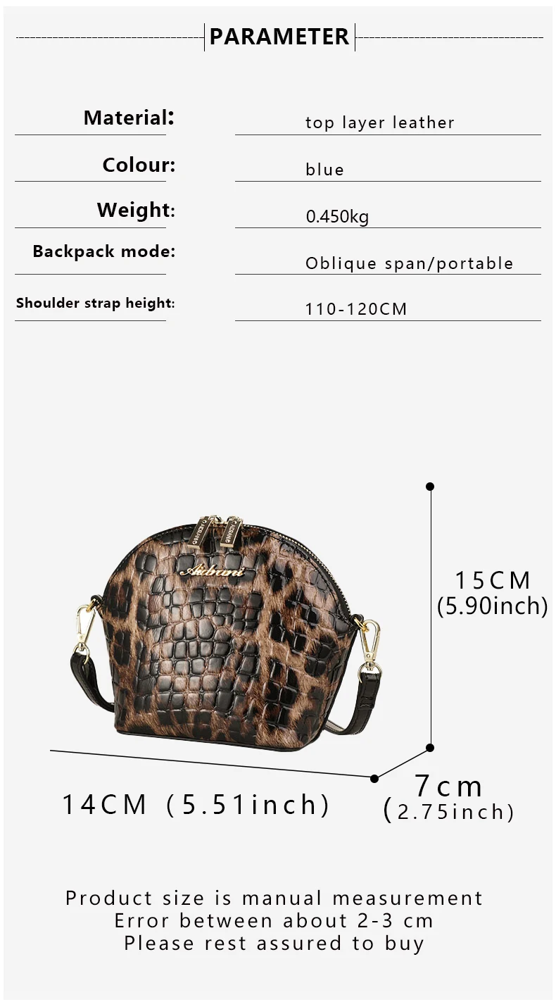 Aidrani Mini Shell Umhängetasche für Damen, Modische Einzel-Schultertasche mit Leopardenmuster, Hochwertiges Rindsleder – Detail 4