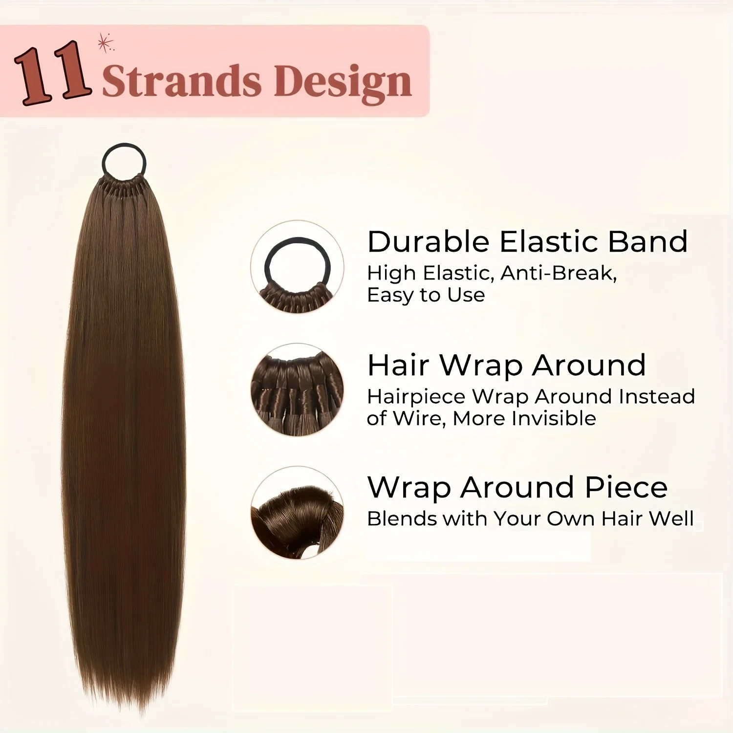Straight Synthetic Ponytail Hair Extensions Natural Hair False Tail for Women Horse Overhead Tail False Pigtail