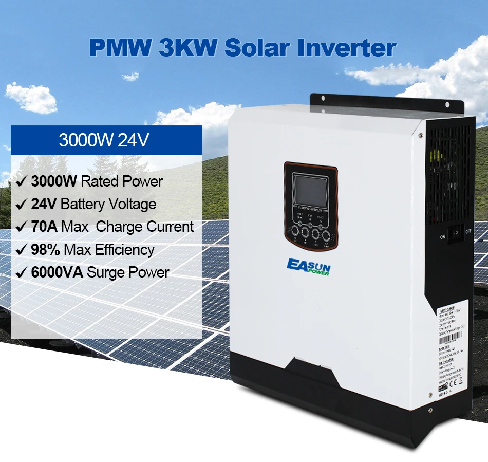 Easun Power PWM Inversor solar fora da rede com controlador, 1kVA, 2kVA, 3kVA, 4kVA, 5kVA