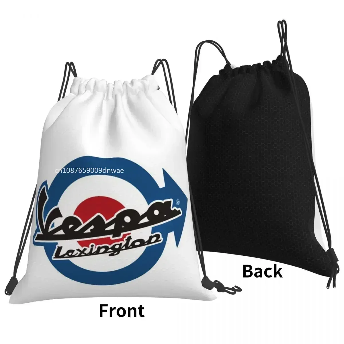 Mochila con logotipo de Vespa, bolso portátil informal con cordón, paquete de bolsillo para zapatos, bolsas para libros para estudiantes de viaje