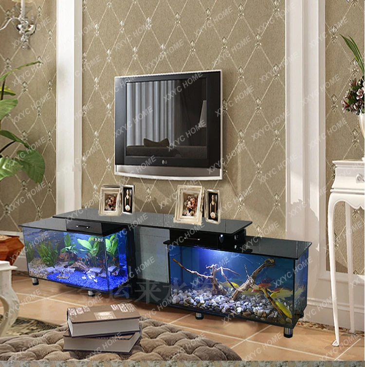 

TV Cabinet Fish Tank Aquarium Super White Fish Tank Glass Coffee Table Change Water Double Filter Ecological Fish Tank