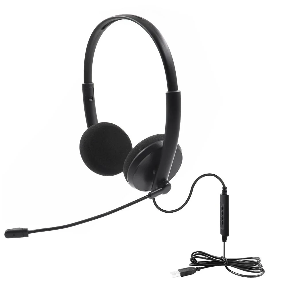 USB Call Center Headset with Noise Cancelling Mic for PC Home Office Phone Customer Service Plug and Play