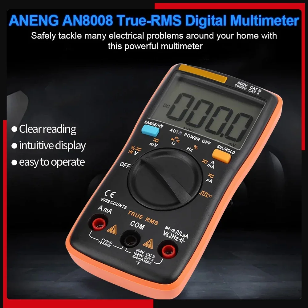 

ANENG AN8008 True RMS Digital Multimeter AC DC Voltage Ammeter Current Ohm Meter Current Meter Volt Ohm Meter Digital Multimeter