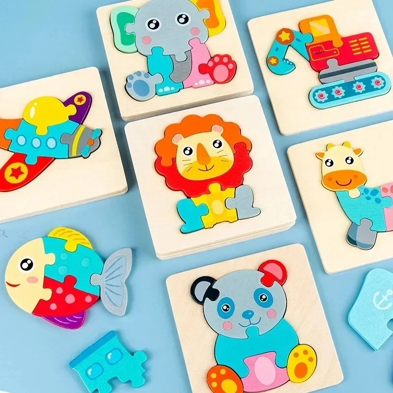 Quebra-cabeça de madeira montessori brinquedos animais caixa colorido aprendizagem educação brinquedos tangram jigzaw madeira cognitiva para crianças presentes