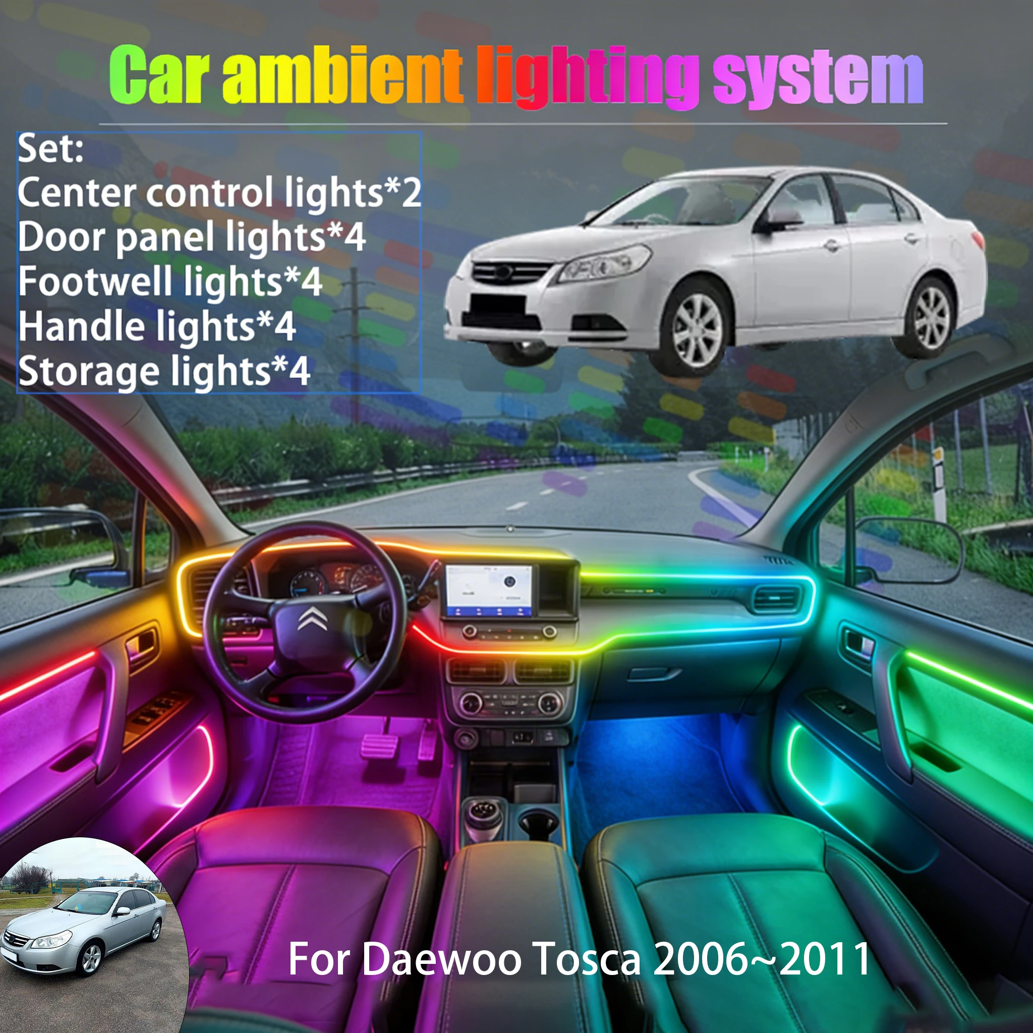 

Для Daewoo Tosca 2006~2011: Комплект светодиодной подсветки салона и багажника (2/18 шт.) с USB RGB-подключением, автозапчасти