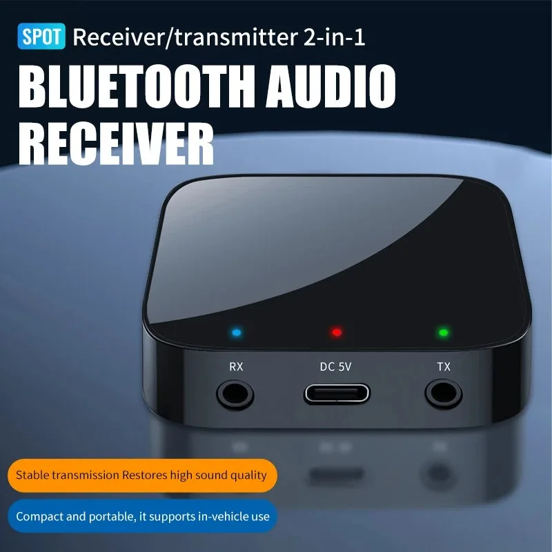 2 in1 Bluetooth 5.3 Receiver Transmitter 3.5mm AUX Wireless Audio Adapter Bluetooth Transmitter for Car PC TV Headphones