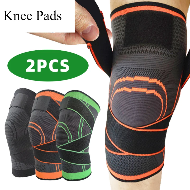 2PCS Knee Pads Sports Pressurized Elastic Kneepad Support Fitness Basketball Volleyball Brace Medical Arthritis Joints Protector