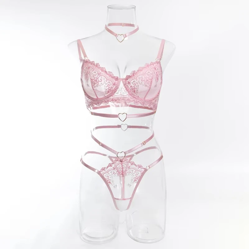 Bikini lace ultra-thin breathable bra with push-up effect, sexy embroidered lingerie set, swimsuit