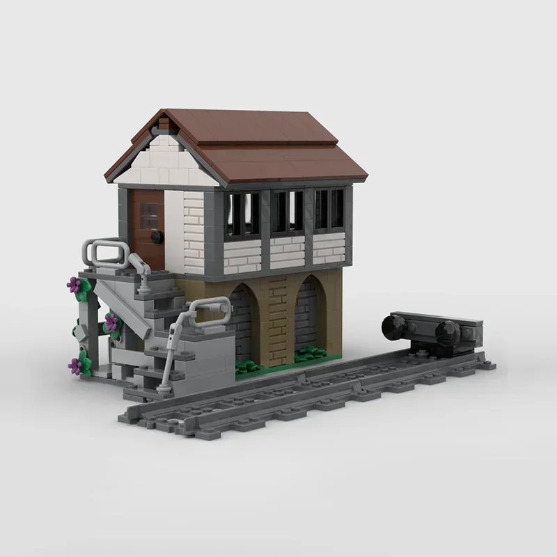 Spoorweg Trein Model Model Moc Bouwstenen Spoorweg Signaal Box Technologie Modulaire Blokken Geschenken Kerst Speelgoed DIY Montage