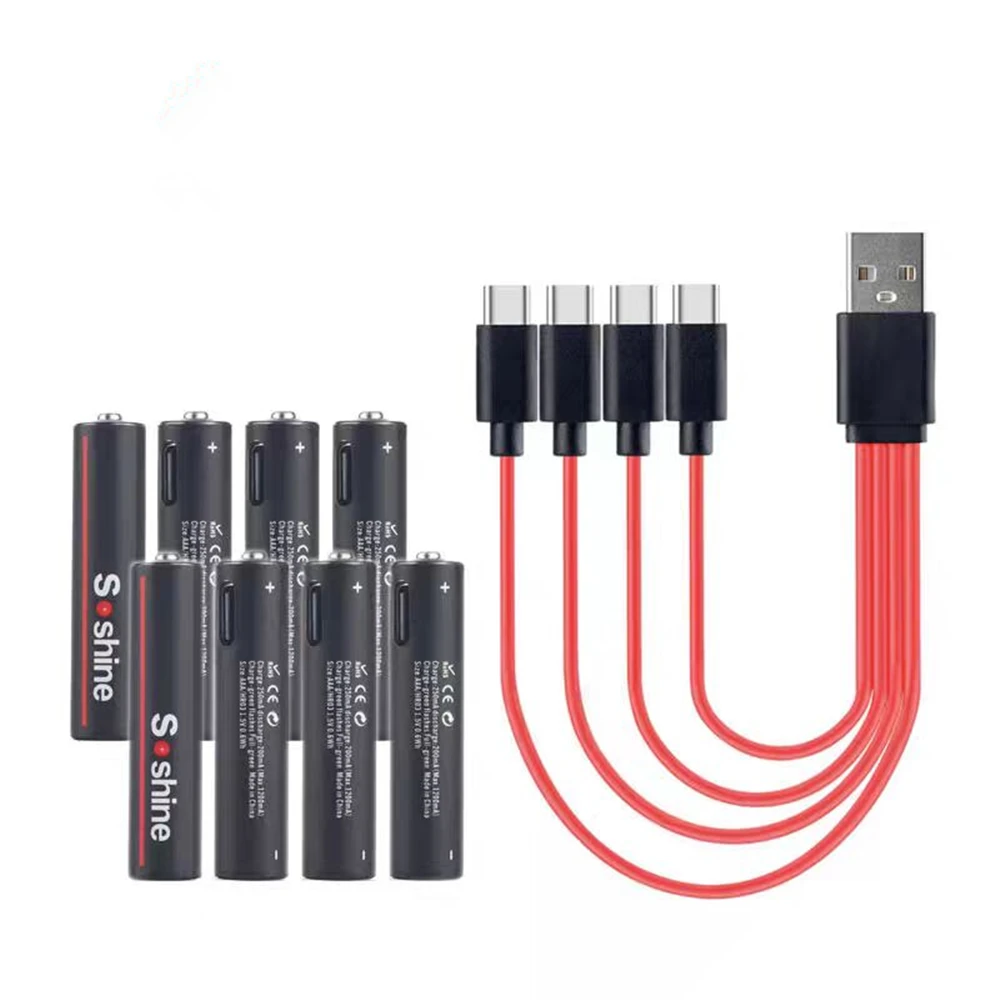 8PCS 1.5V AAA rechargeable battery 600mWh USB rechargeable lithium battery with TYPE-C cable for fast charging