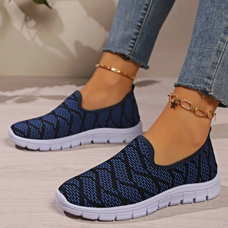 Tennisschoenen Voor Dames Lente Nieuwe Ademende Mesh Trendy Kleur Bijpassende Hardloopschoenen Buiten Ondiepe Mond Slip-On Casual Schoenen