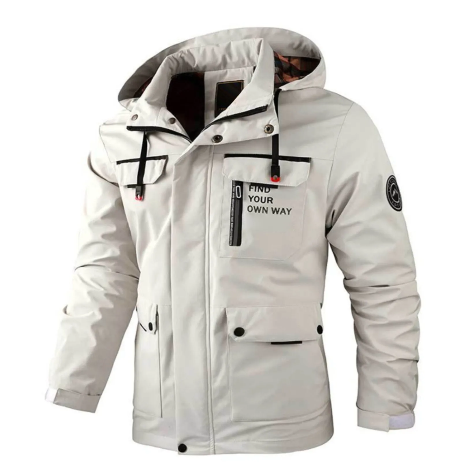 Licht Windjack Heren Goede Draad Mannen Anorak Hoodie Checke Jack Heren Winter Stevige Rits Losse Outdoor Katoenen Jas