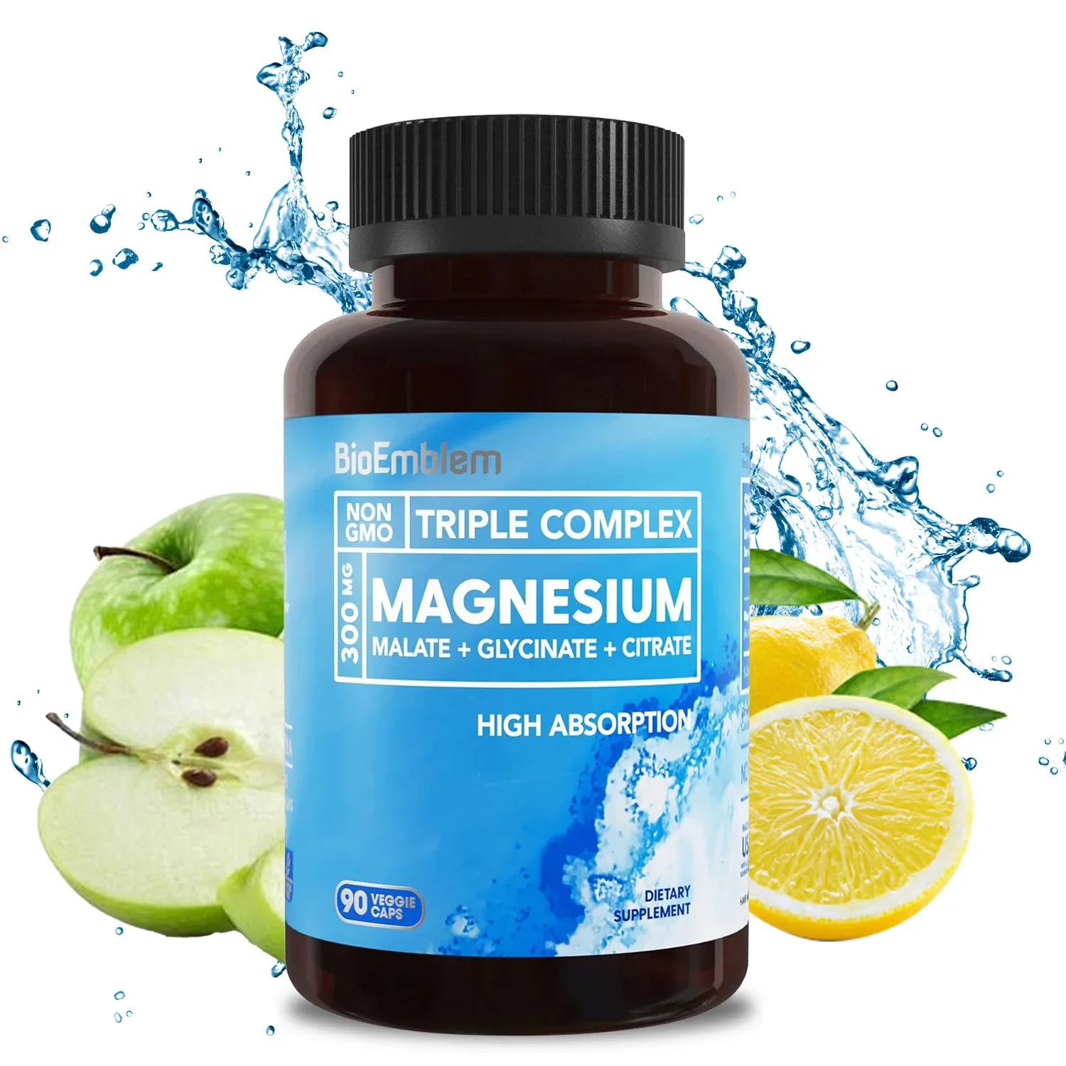 

Triple Magnesium Complex - Triple Magnesium Supplement, Promotes Bone Health and Muscle Relaxation, Improves Sleep, Non-GMO