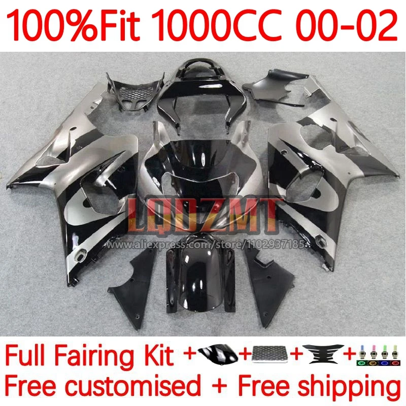 Injection For SUZUKI GSXR-1000 GSXR 1000 K2 GSX R1000 GSXR1000 2000 2001 2002 GSX-R1000 00 01 02 Fairings 100No.17 grey black