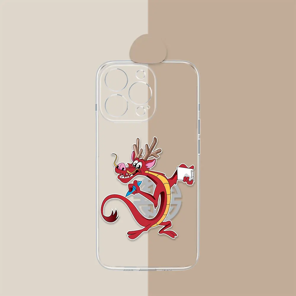 Custodia per telefono Disney Mulan Mushu Dragon per Samsung Galaxy S24Ultra S20 S21 S22 S23 Fe S10 Plus nota 20 24 Cover Ultra trasparente