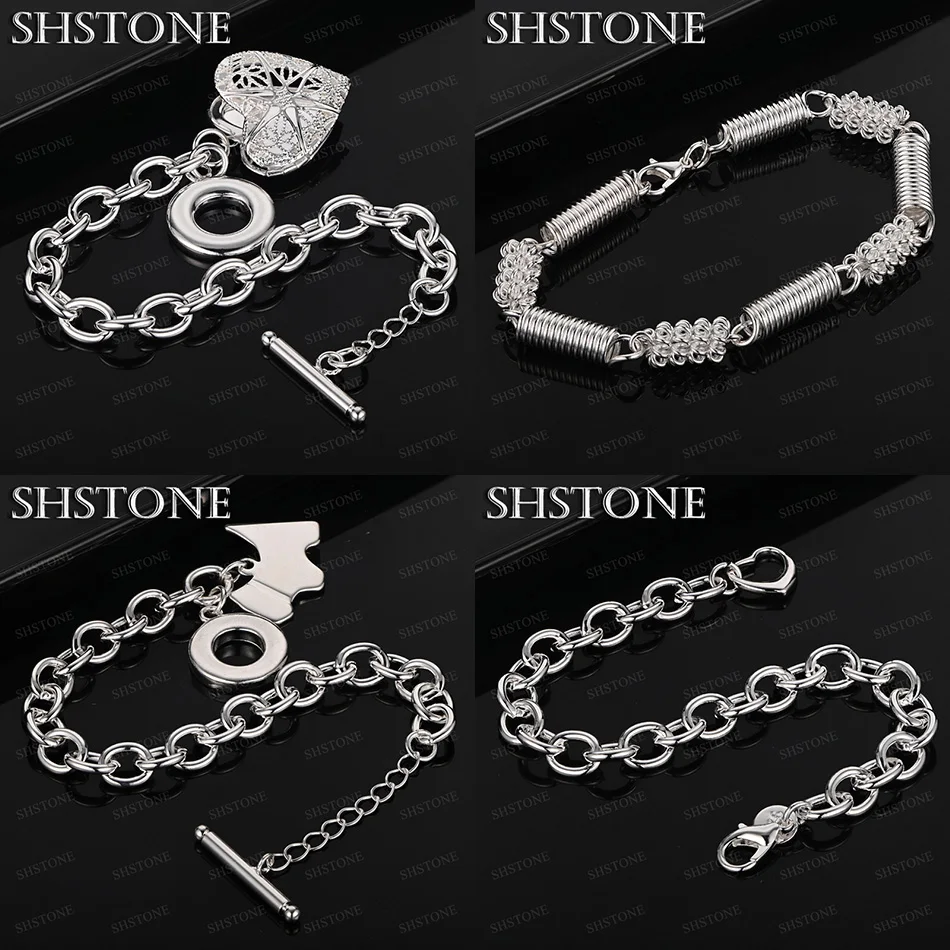 

Hot Classic 925 Sterling Silver Hollow Heart Puppy Pendant Spring Chain Bracelets Women Wedding Party Fine Jewelry Accessories