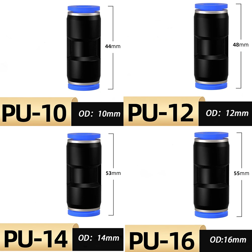 P tuyau de Joint pneumatique droit OD 4/5/6/8/710/12/14/16mm tuyau PBT plastique Push In Air connecteur rapide