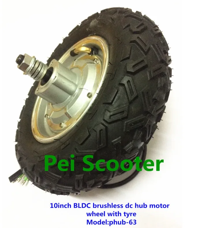 10 inch tire BLDC brushless dc hub motor for self-balancing scooter wheel with 10x4.0-6 tyre and disc brake phub-63