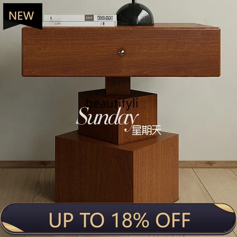 

P178 Vintage Creative Bedside Table Bedroom Bedside Cabinet Natural Wood Style Drawer Storage Cabinet