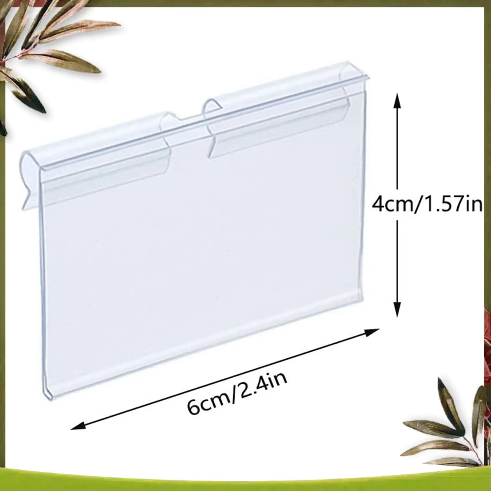 ABDW-200Pcs أصحاب الملصقات البلاستيكية الشفافة لرف الأسلاك سعر التجزئة تسمية أصحاب البضائع علامة عرض حامل (6 × 4 سم)