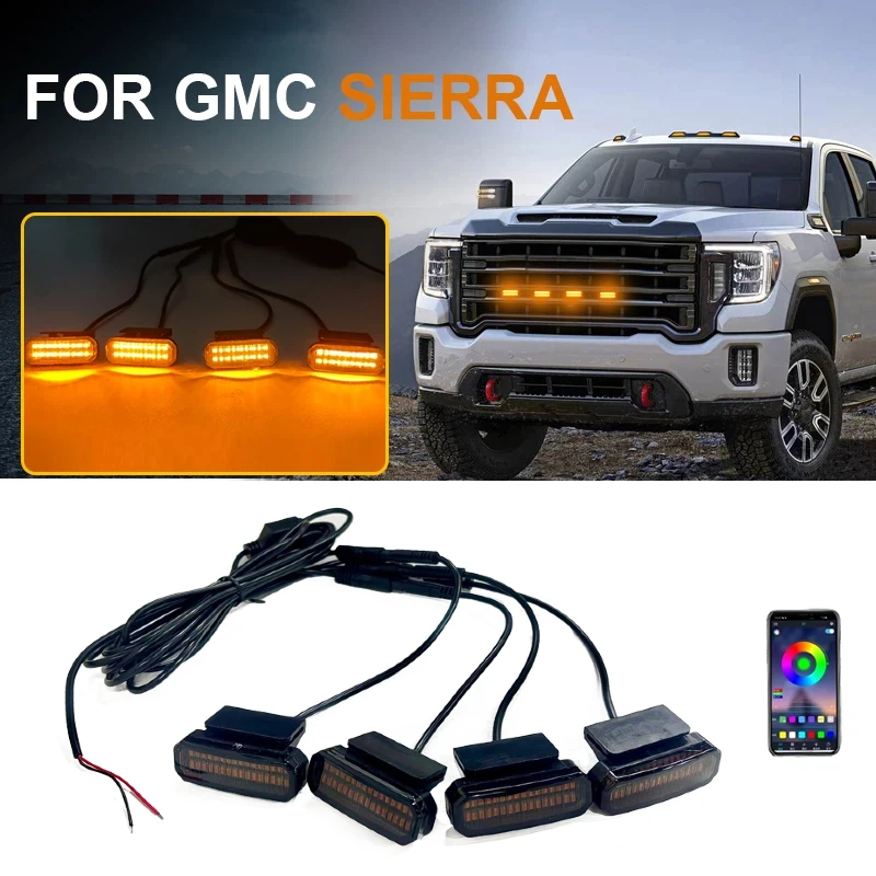 LED Front Grille Light FOR GMC SIERRA Car Daytime Running Light Wheel Eyebrow Lamp For Pickup Offroad 12V