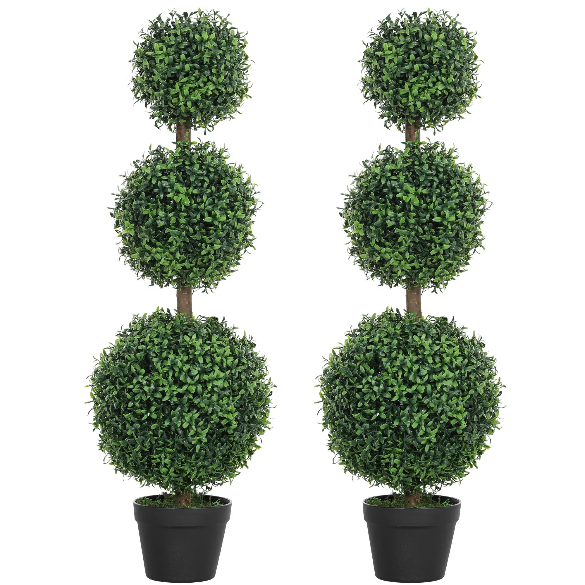 HOMCOM Ensemble de 2 arbres décoratifs 101,6 cm en PE résistant aux UV avec pot d'intérieur et d'extérieur