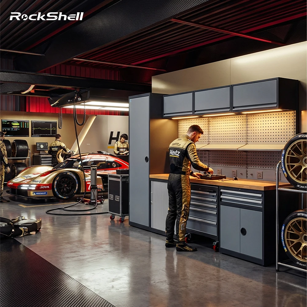 Rockshell Modular Heavy Duty Cold Rolled Steel Combination Cabinet Industrial Workshop Garage Storage Lockable Custom OEM/ODM