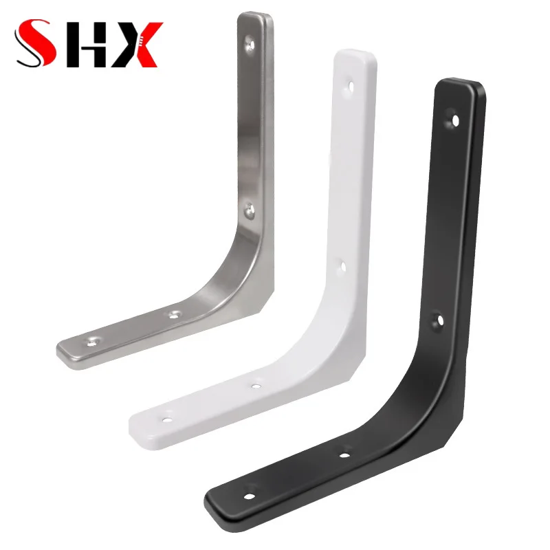 2Pcs Heavy-Duty Stainless Steel Corner Code Black Triangle Bracket L-Shaped Shelf Wall Support Plate Bracket Partition Frame