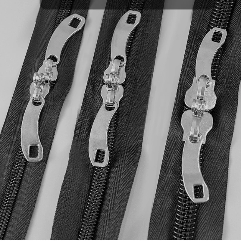5 # 8 # 10 # Silver Zipper Sliders Pulls Lock Hole A Pair Of Left And Right Zipper Heads For Luggage Bags Travel Accessories