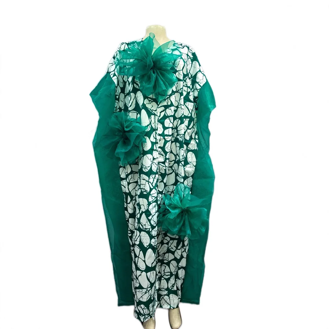 

Plus Size African Dresses for Women Summer African Half Sleeve V-neck Green Polyester Party Evening Kaftan Long Dress Gowns