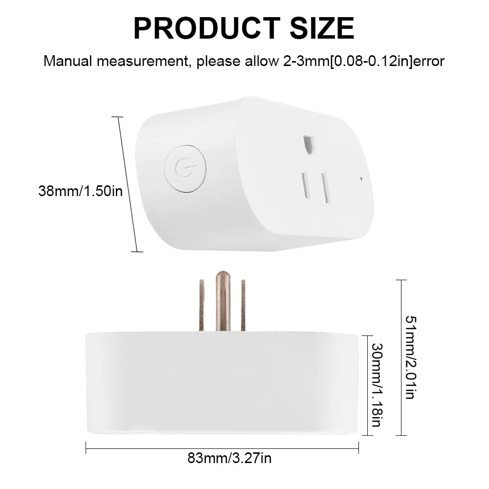 Tuya Smart Plug La salida WiFi estándar de EE. UU. 15A funciona con el control remoto de la aplicación del asistente de Google Alexa