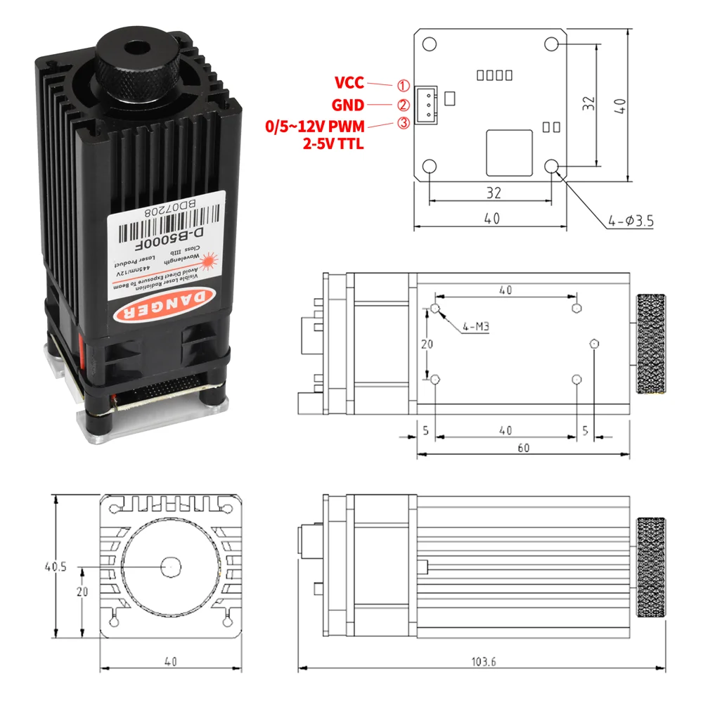 30W Laser Module Head Focusable for CNC Laser Marking Printing Cutting Engraving Writing Machine Engraver Wood Working Tools