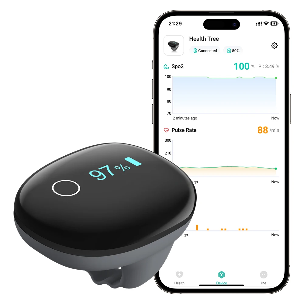 

HealthTree перезаряжаемый кольцевой пульсоксиметр O2Ring оксиметр монитор сердечного ритма ночной монитор измеритель кислорода в крови Bluetooth