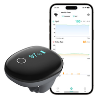 HealthTree Rechargeable Ring Pulse Oximeter O2Ring Oximeter Heart Rate Monitor Overnight Monitor Blood Oxygen Meter Bluetooth