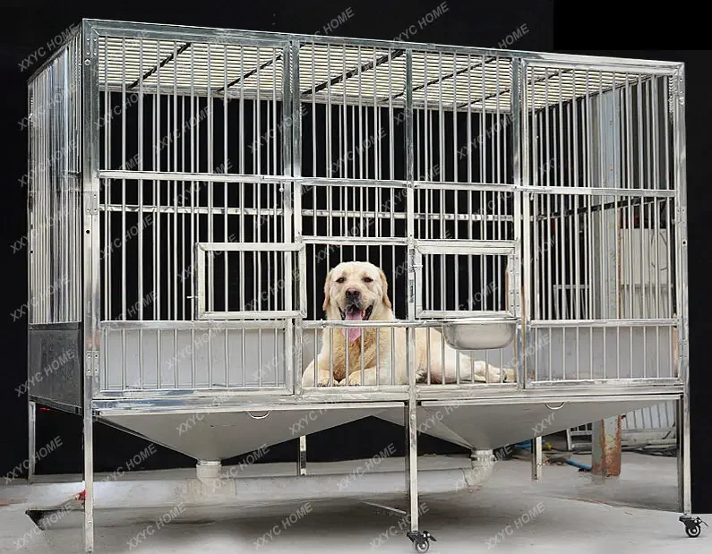 Stainless Steel Dog Cage Large Special Border Collie Golden Retriever Labrador Medium-Sized Dog 304 Large  Cage