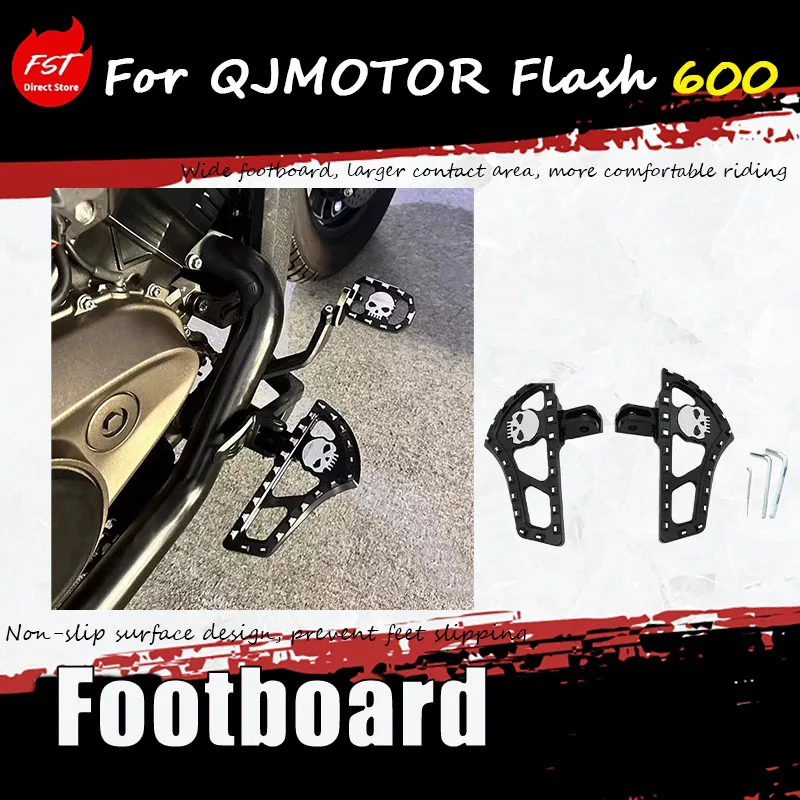 

For QJMOTOR Flash 600 modification accessories include adjustable rear brake pedal, reinforced anti-slip brake, and widened pad.