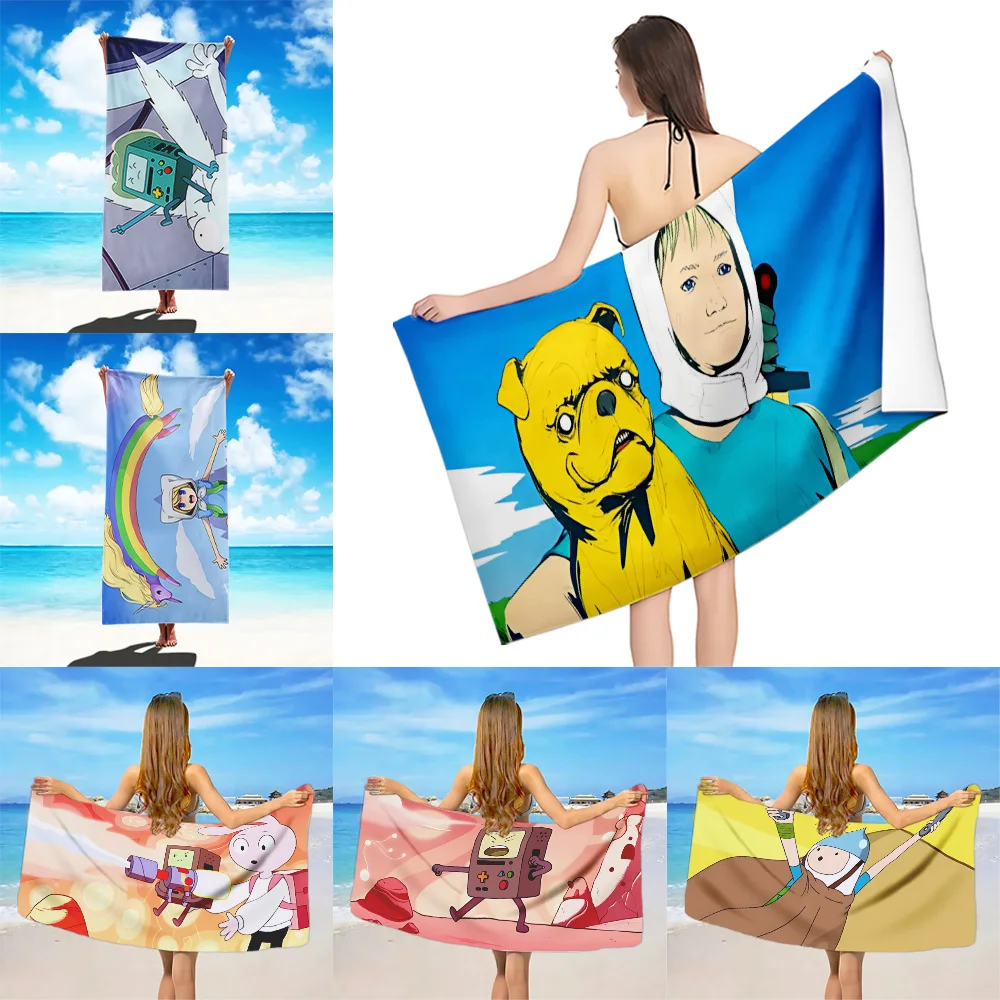 Anime A-Adventure Time Beach Towel Microfiber Sand Free Quick Dry Soft Sandproof Pool Towels Gift for Women Travel