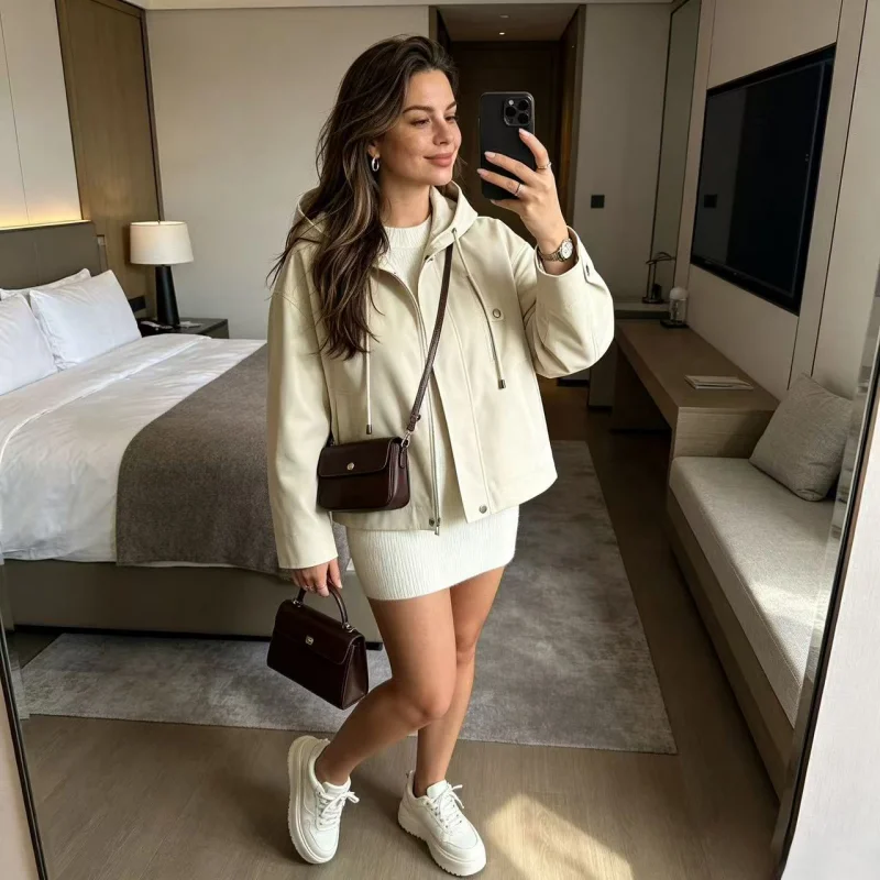 Womens Hooded Parka Coat Oversized With Pocket Design Casual Warm Outerwear For Women Autumn Winter Outdoor Female Jacket