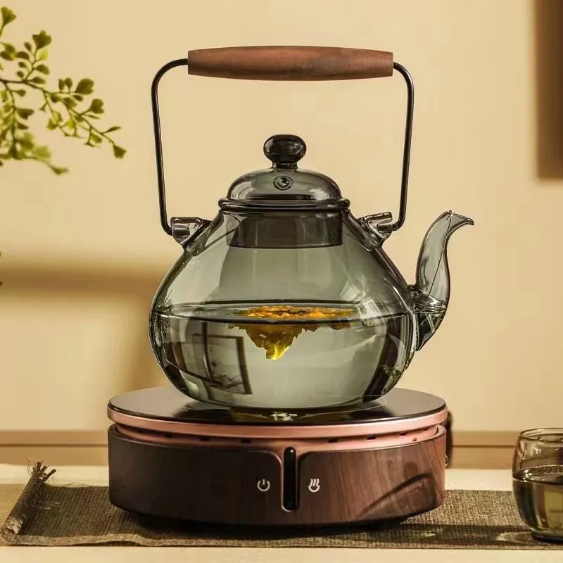 

Подъемный горшок из черного ореха с деревянной ручкой, 1000 мл, высокотемпературное стекло, чай, электрическая керамическая духовка большой емкости