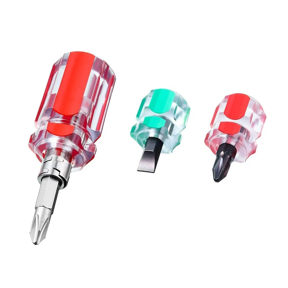 2Pcs Short Screwdriver Flat Head Cross-Head 2-in-1 Set For Narrow Spaces Repairing Sewing Machines Hand Tools