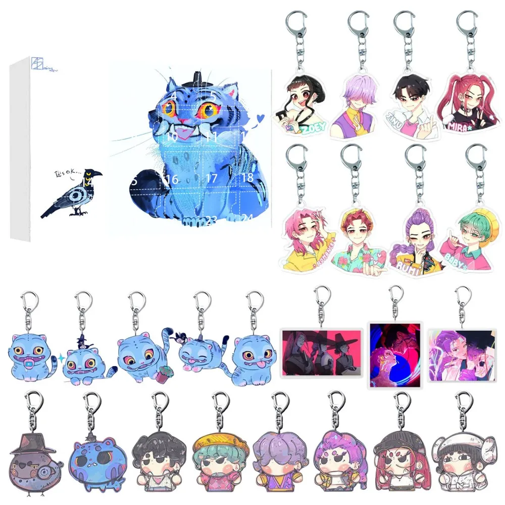 24PCS Set Backpack Keychain Acrylic Pendant KPop Demon Hunters HUNTR/X Couple Christmas Halloween Blind Box Gift Toy