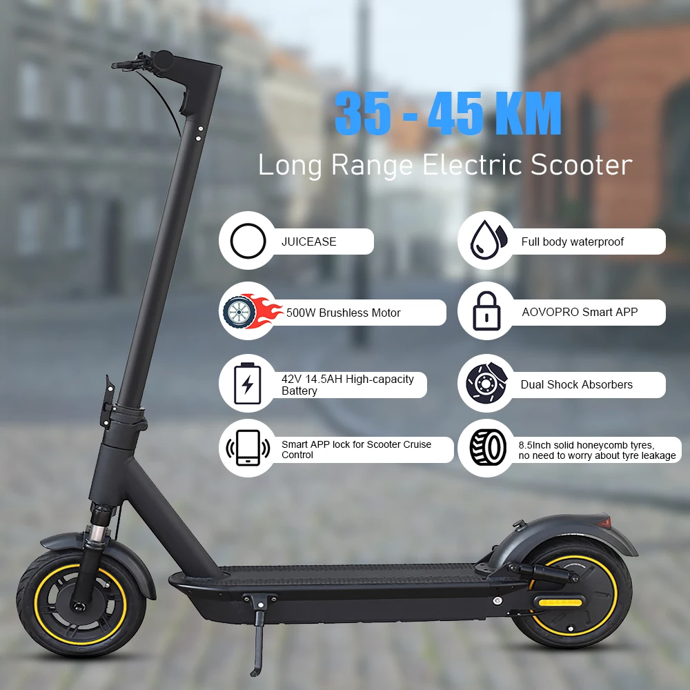 JUICEASE MAX Electric Scooter 1000W Powerful Motor 35KM/H 45KM 42V 14.5AH Battery 10Inch Pneumatic Tyres Smart Foldable EScooter