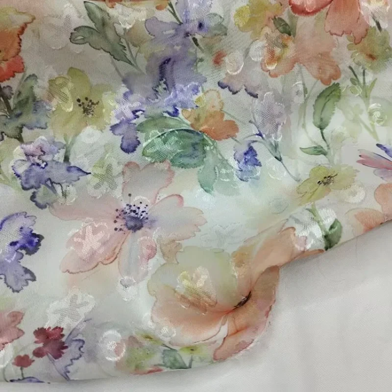 50cm/100cm*150cm Floral Printed Chiffon Fabric French Jacquard African Lace Tulle Fabric for DIY Sewing Dress Scarf Cheongsam