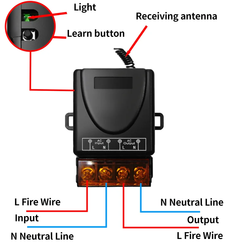 433 ميجا هرتز لاسلكي للتحكم عن بعد التبديل RF التتابع استقبال التيار المتناوب 220 فولت 30A 1CH + تشغيل/إيقاف الارسال لمصباح الأجهزة الكهربائية