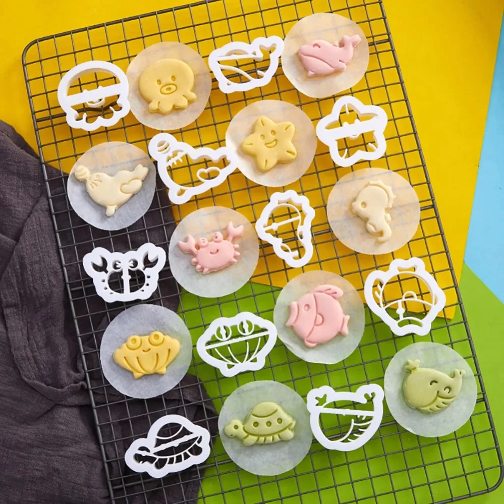 Marine Animals Cookie Cutters Cartoon Cake Biscuit Mold Cookie Stamp Kitchen Baking Pastry Bakeware Dessert Supplies