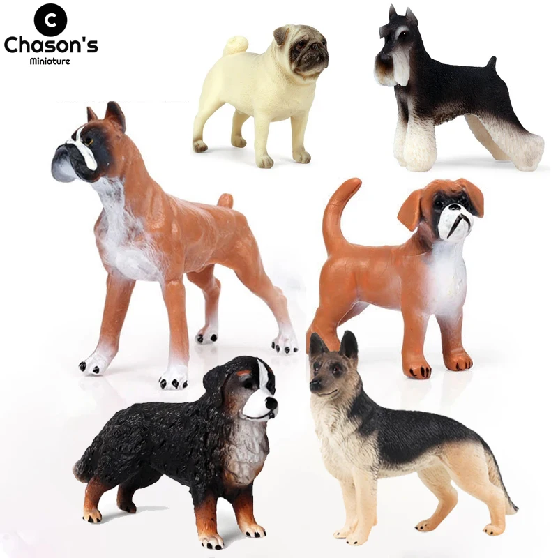 Multi Breed Miniature Boxer Bulldog Schnauzer Puppy Dog Animal Action Figure Model Figurines Pet Toy Home Decoration Ornament