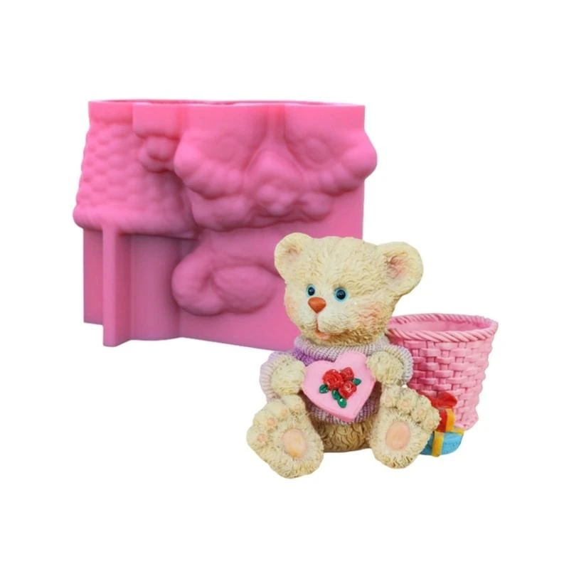 

Geometric Love Flower Bear Gypsum Silicone Molds Storage Box Mold for Making Plant Pot Flower Pot Pen Holder