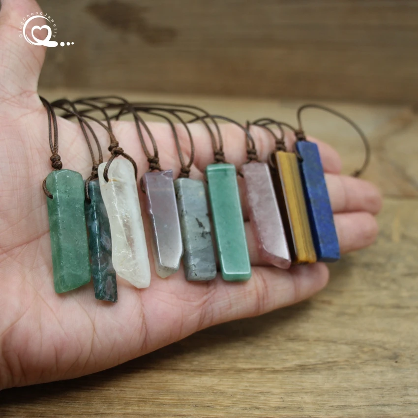 Healing Crystal Natural Stone Slice Pendants Necklace,Reiki Chakra Gmes Quartz Lapis Amethysts Amazonite Women Jewelry,QC3011