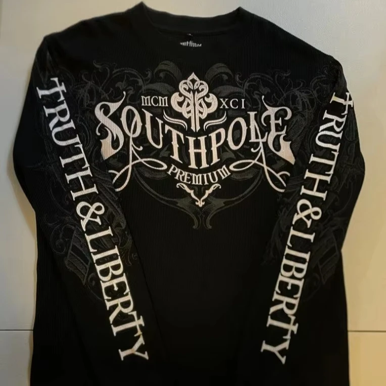 

Southpole Y2K Gothic T-Shirt Long Sleeve Unisex Harajuku Streetwear |Hip Hop Letter Print Oversized Casual Shirt Summer Fashion